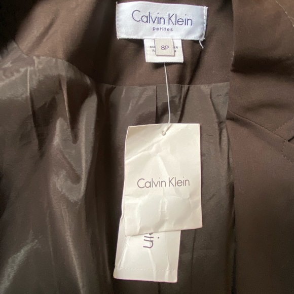 NWT Calvin Klein Brown Blazer Wool Blend Size 8P - Picture 9 of 11